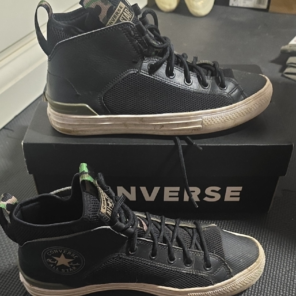 Converse All-Stars Black and Green High-Top Sneakers